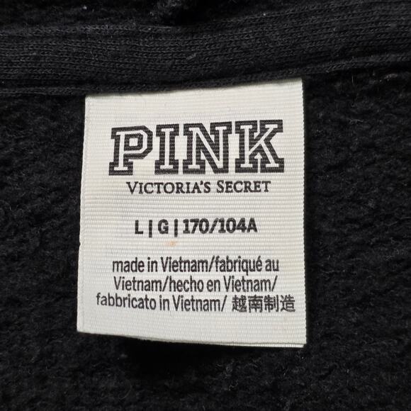 Victoria’s Secret PINK Everyday Fleece Zip-Up Hoodie Black Women’s L - Picture 3 of 6